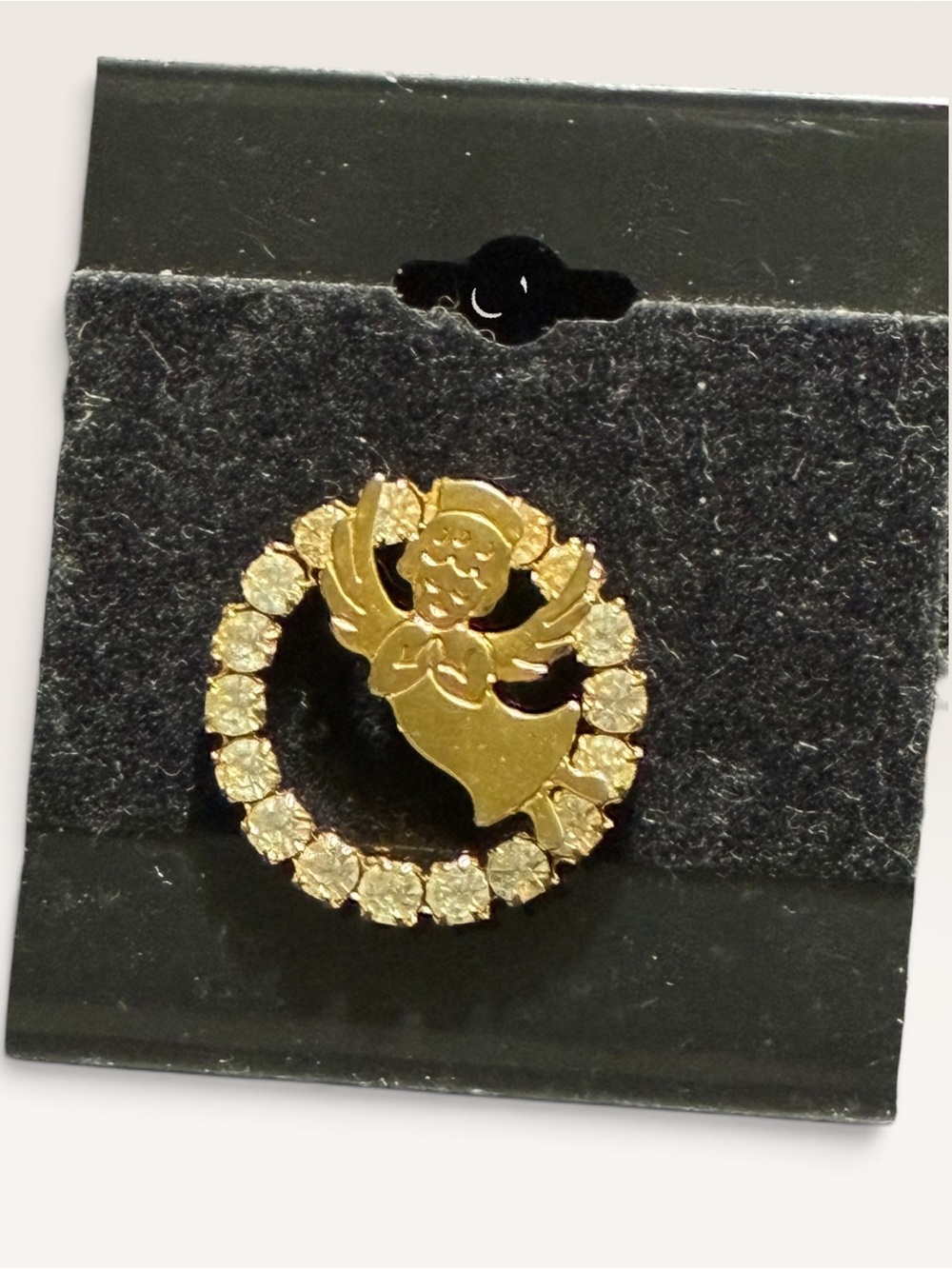 Gold Tone Angel Circle Brooch - Women's Jewelry